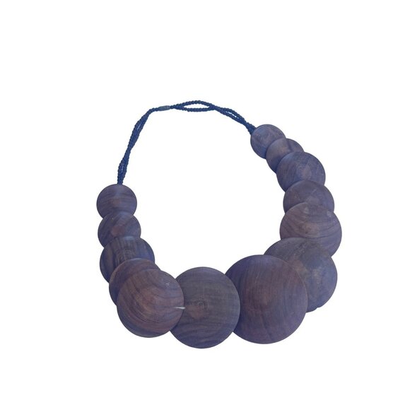 Handcrafted Wooden Beaded Necklace With Layered Circular Design - Picture 5 of 7